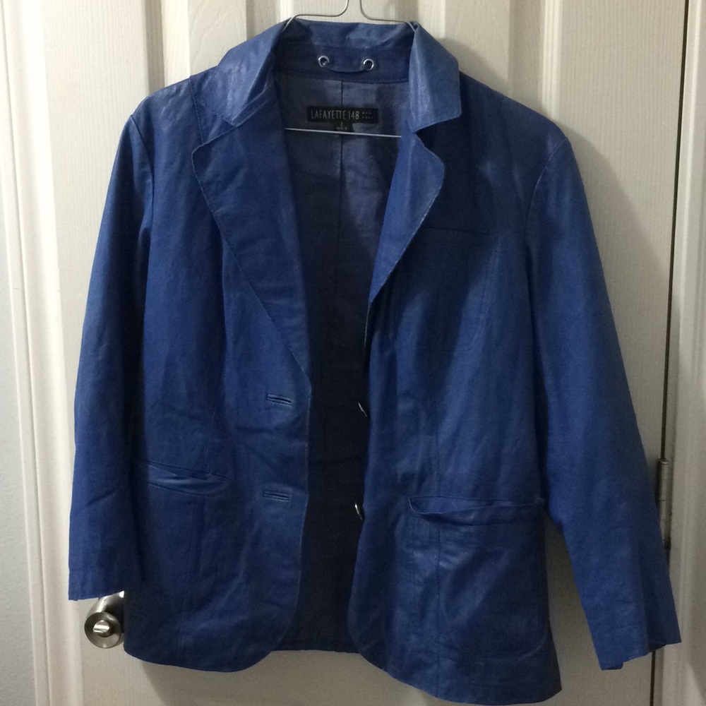 Lafayette 148 New York Cobalt leather jacket